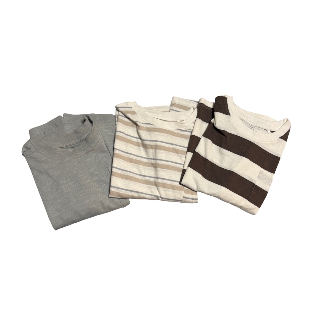 NWOT The Set Pack of 3 Long Sleeve Kids Pocket Shirts Size 5 100% Cotton Neutral